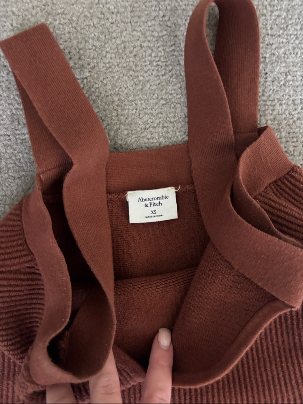 A&F Ribbed Cropped Tank Top - Brown - Picture 3 of 4